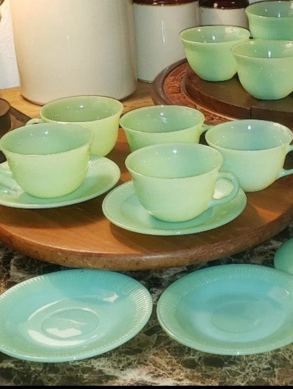 Vintage Jadeite Ribbed Plates/Saucers